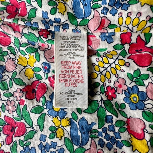 MINI BODEN Hooded Sherpa Vest Girls 6-7 122cm Green Faux Fur Floral Lining Hood - Picture 7 of 7